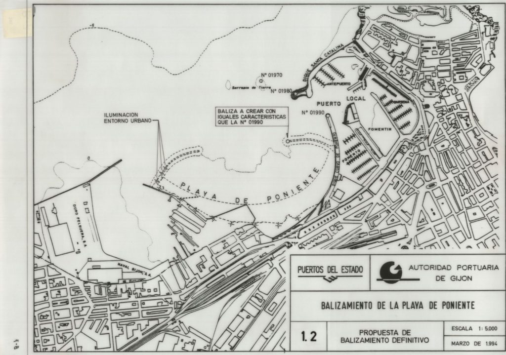 Balizamiento de la playa de Poniente. Propuesta de balizamiento definitivo. Marzo 1994